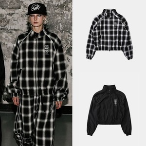 Ensemble de survêtement à carreaux pour <span class=keywords><strong>homme</strong></span>, 2 pièces, veste zippée surdimensionnée et pantalon <span class=keywords><strong>large</strong></span>, tenue décontractée streetwear - Product Image 1