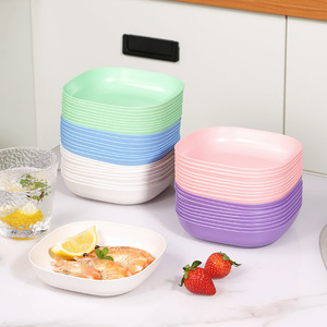 Ensemble de 10 assiettes à dîner en <span class=keywords><strong>plastique</strong></span> réutilisables de conception moderne, forme <span class=keywords><strong>carrée</strong></span>, <span class=keywords><strong>assiette</strong></span> à collation, <span class=keywords><strong>assiette</strong></span> à fruits pour la maison, le camping, le restaurant - Product Image 3