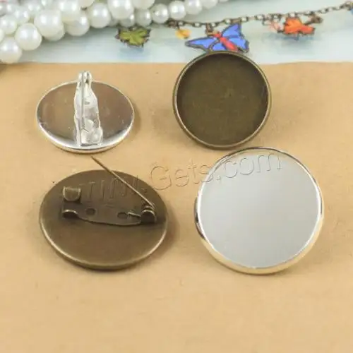 brass broches pins brooches Finding Iron Flat Round brooch pin 20mm 25mm 50PCs/Bag 1186812