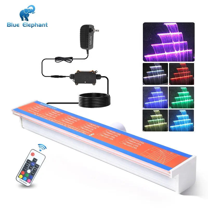 120Cm 1200Mm 4ft Rgb Verandering Kleur Lampen Led Water Afdaling Watergordijn Waterval Fontein Voor Landschap Tuin Zwembad