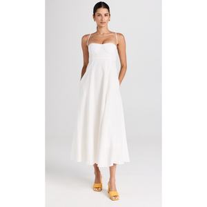 Venta al por mayor, novedad: Vestido midi blanco de tirantes para mujer, estilo holgado y elegante. - Product Image 3