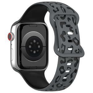 Bracelet de montre intelligente en silicone bicolore pour <span class=keywords><strong>Apple</strong></span> <span class=keywords><strong>Watch</strong></span> Design léopard sculpté au laser ultra modèle S9 - Product Image 1