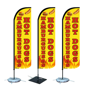 Hot Selling Fast Delivery Custom Hot Dogs Burgur Restaurant Advertising Outdoor Sale Trade Display Durable Beach Feather Flag