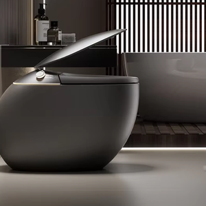 Toilette intelligente automatique à nettoyage automatique de haute qualité, couleur orange gris, siège chauffant intégré, siphon en S, télécommande - Product Image 2