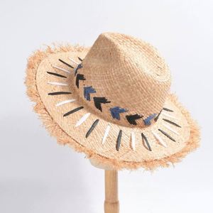 หมวกฟางราฟเฟียทำมือสำหรับผู้ชายและผู้หญิง สวมใส่สบาย ป้องกันแสงแดด เหมาะสำหรับฤดูใบไม้ผลิ ฤดูร้อน วันหยุดพักผ่อนริมทะเล ท่องเที่ยวชายหาด - Product Image 1