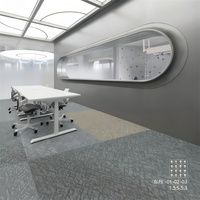 Dalles de moquette modulaires 50x50 pour bureau commercial, avec support en PVC antidérapant et durable, en boucle.