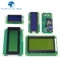 Modul LCD TZT Layar Biru Hijau untuk Arduino 0802 1602 2004 12864 Karakter LCD UNO R3 Mega2560 Tampilan PCF8574T IIC I2C Port
