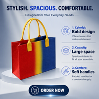 Sac fourre-tout en feutre personnalisé avec logo, écologique, réutilisable, grande capacité, couleur dégradée, sac de shopping et de cadeaux de qualité supérieure, durable