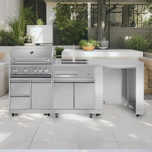 Kunden spezifische Edelstahl Außen küche Luxus SS304 Modulare Außen küche Patio Außen küche mit Waschbecken Zubehör - Product Image 2