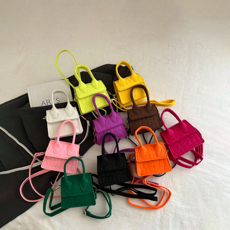 Korean Cute Mini Felt Handbags Solid