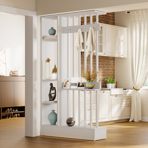 Tribesigns Étagère séparatrice autoportante blanche de 71 pouces, séparateur moderne avec crochets pour manteaux et rangement pour la maison ou le bureau - Product Image 2