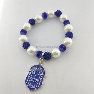 Nouveau Design Lettre Grecque Société ZOB Sororité Pendentif Bracelet De Perles À La Main - Product Image 2