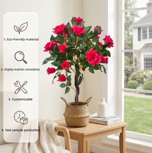 Piante Verdi Artificiali, Alberi Finti in <span class=keywords><strong>Vaso</strong></span>, Rose di Seta, Alberi Decorativi, Fiori Realistici al Tatto, Decorazioni per Interni, Casa, Natale, Matrimoni - Product Image 6