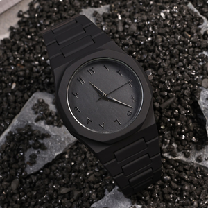 Nuevo reloj de hombre a la moda, sencillo, negro, de cuarzo, con números arábigos, informal, con correa de estilo Drip Oil. - Product Image 6