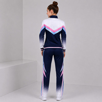 Ensemble d'échauffement personnalisé pour cheerleading, veste et pantalon Chevron bleu marine et rose pour équipe sportive, performance, OEM