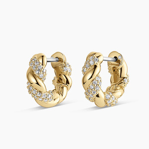 Wholesale Micro Insert VVS GRA Moissanite Twisted Designer Jewelry 14k gold filled huggie hoop <b>earrings</b> - Product Image 1