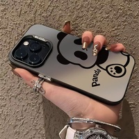 Coque Mowang au design adorable panda pour iPhone 15/14 Pro Max, en PC, antichoc, étanche, finition miroir, style Ins