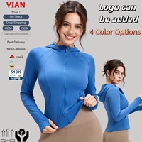 Chaqueta Deportiva con Capucha y Cierre para Mujer, con Orificios para Pulgares, Bolsillos, Corte Ajustado, para Yoga, Running y Deportes, 4 Colores