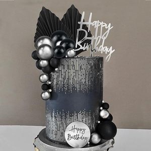 Gâteau Sphérique en Acrylique Joyeux <span class=keywords><strong>Anniversaire</strong></span> Noir Or <span class=keywords><strong>Bleu</strong></span> Disco Décoré pour Bébé Enfants et Adultes Fêtes - Product Image 5