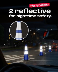 กรวยจราจร CITICITY BATTIFE 6 ชิ้น ขนาด 28 นิ้ว สีน้ำเงิน ทำจาก PVC พร้อมฐานถ่วงน้ำหนักสีดำ สำหรับจราจร การจอดรถ การก่อสร้าง และงานอีเว้นท์ - Product Image 2