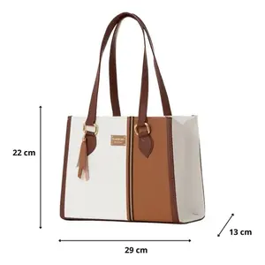 Bolso Tote para Mujer Fana Cora M3852, de Cuero, con Cierre Abierto, Diseño Panelado, para Verano, Invierno y Primavera - Product Image 4