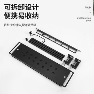 Camping Desktop Double Layer Shelf Aluminum Alloy Lightweight Folding <b>Table</b> Frame Outdoor Camping <b>Table</b> Lamp Hanger - Product Image 5