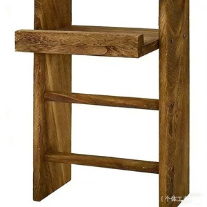Étagère de salle de bain en bois massif rectangulaire à fixer au mur pour articles de soins personnels - Product Image 1