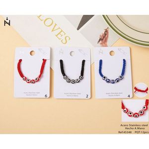 Braccialetto 5 Occhi PULSERA in Acciaio Inossidabile Fatto a Mano con Perline Rosse Nere Blu, Accessorio di Moda - Product Image 1