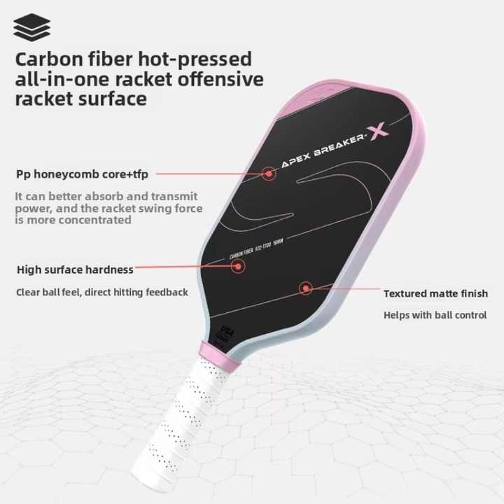 16mm Thick GEN4 Pickleball Racket with T700 Carbon Fiber & PP Honeycomb ...