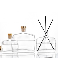 Bouteille diffuseur de parfum en verre carré de luxe, flacon d'aromathérapie en verre transparent épais pour la maison, logo personnalisé, vente en gros