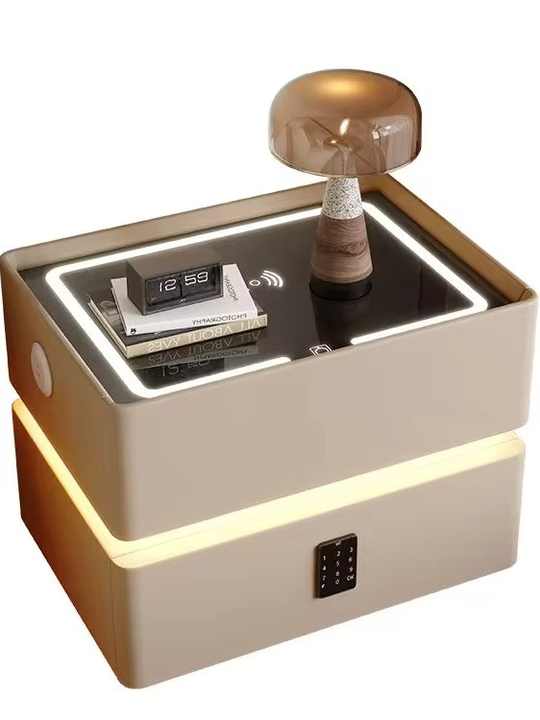 Smart Bedroom Furniture Wireless Bedside Table Wood Light Luxuriant