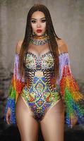 Novance Y1671 femmes strass franges moulante body tenue anniversaire célébrer fête robes de bal tenue de club justaucorps Vestidos