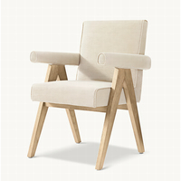 Silla de Comedor JAKOB Tradicional de Madera Maciza Estilo RH con Tapicería de Terciopelo para Uso en Hoteles y Hogares