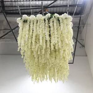 GNW 2023 Customized Decorative Factory Handmade Artificial Rose Flower and Greenery Wedding Ceiling Sky Flower wall For Decors