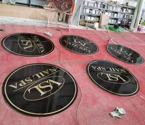 Customized Brass inlay black granite medallion waterjet cutting medallions tiles stone for flooring