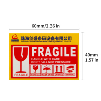 Etiquetas Adhesivas de Advertencia Rojas al por Mayor, con la Frase 'Fragile Handle With Care', Etiquetas de Envío Impermeables para Logística Express
