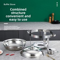 TaiDing Ensemble chauffe-plats en acier inoxydable 201 de 6 L, alimenté à l'alcool, avec support de présentation, logo personnalisé, fournitures pour restaurants et hôtels
