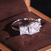 Élégant carré en forme de princesse coupe éblouissante cubique zircone anneaux mariage argent plaqué mode bijoux anneaux pour femmesGJZ1000