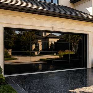 Porta da Garage Sezionale Moderna Elettrica Isolata Nera con Vetro a Tutta Vista Senza Cornice - Product Image 5