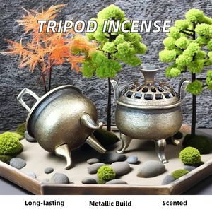 Nhà Cổ Điển Trang Trí Nội Thất Double-Xử Lý Tripod Hương Chủ Tốt Lành Máy Tính Bảng Burner Nhà Máy Giá Gỗ Máy Tính Bảng Hương Burner - Product Image 2