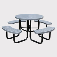 Table de pique-nique ronde en métal commerciale d'extérieur mobilier de jardin table à manger en acier table basse de patio extérieur avec trou pour parapluie