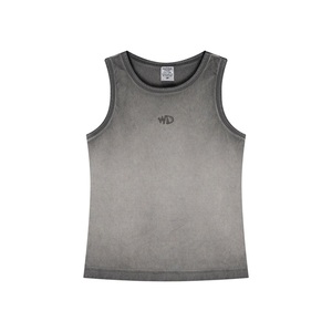 Women's Gray Sleeveless Tank Top Crew Neck Solid Color Cotton Jersey Casual Wear Breathable Regular Fit All Seasons - Product Image 5
