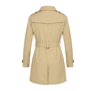 ALIKE Women's Casual Spring Long Waterproof Double-Breasted Canvas Trench Coat with <b>Polyester</b> Lining Slim Fit and Belt Button - Product Image 2