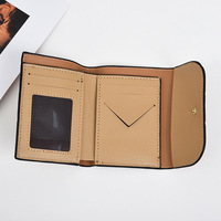 Dompet PU Wanita Gaya Korea Baru Warna Solid Pendek Minimalis Mewah Berpinggiran Minyak Anti RFID Multi-Fungsi