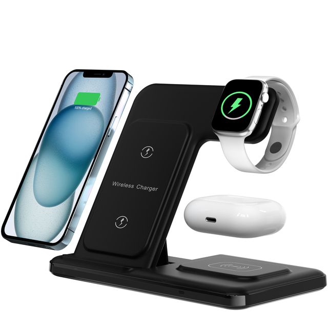 Customized 3-in-1 Wireless Charger with Fast Charging Foldable Magnetic Phone Stand for iPhone 17/16/15 for AirPods for iWatch
