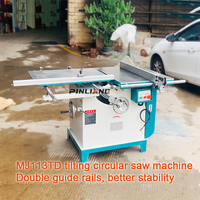 PINLIANG Machine de découpe de bois à 45/90 degrés Scie circulaire à inclinaison radiale MJ113TD avec table coulissante