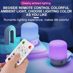 Lampe de table LED moderne, lampe de chevet pour enfants et bébés, lumière de nuit tactile à changement de couleur, RGB, télécommande, intensité réglable, rechargeable par USB - Product Image 3