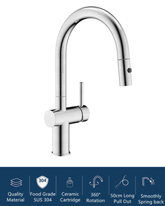 Kemen Robinet d'évier de cuisine à une poignée en acier inoxydable 304 brossé de haute qualité et design de luxe avec pulvérisateur à tirette - Product Image 2
