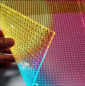 Parede de vídeo com tela LED ultrafina colorida, tela LED transparente adesiva para tela de vidro, filme LED