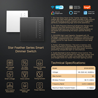 Interrupteur intelligent à intensité variable WiFi/Zigbee Mose Star Feather Series, norme européenne, contrôle tactile LED, avec commande vocale